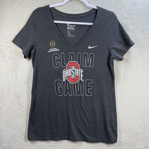 Nike Ohio State Buckeyes Athletic Cut V-Neck Tshirt Women's L Dark Gray Slim Fit